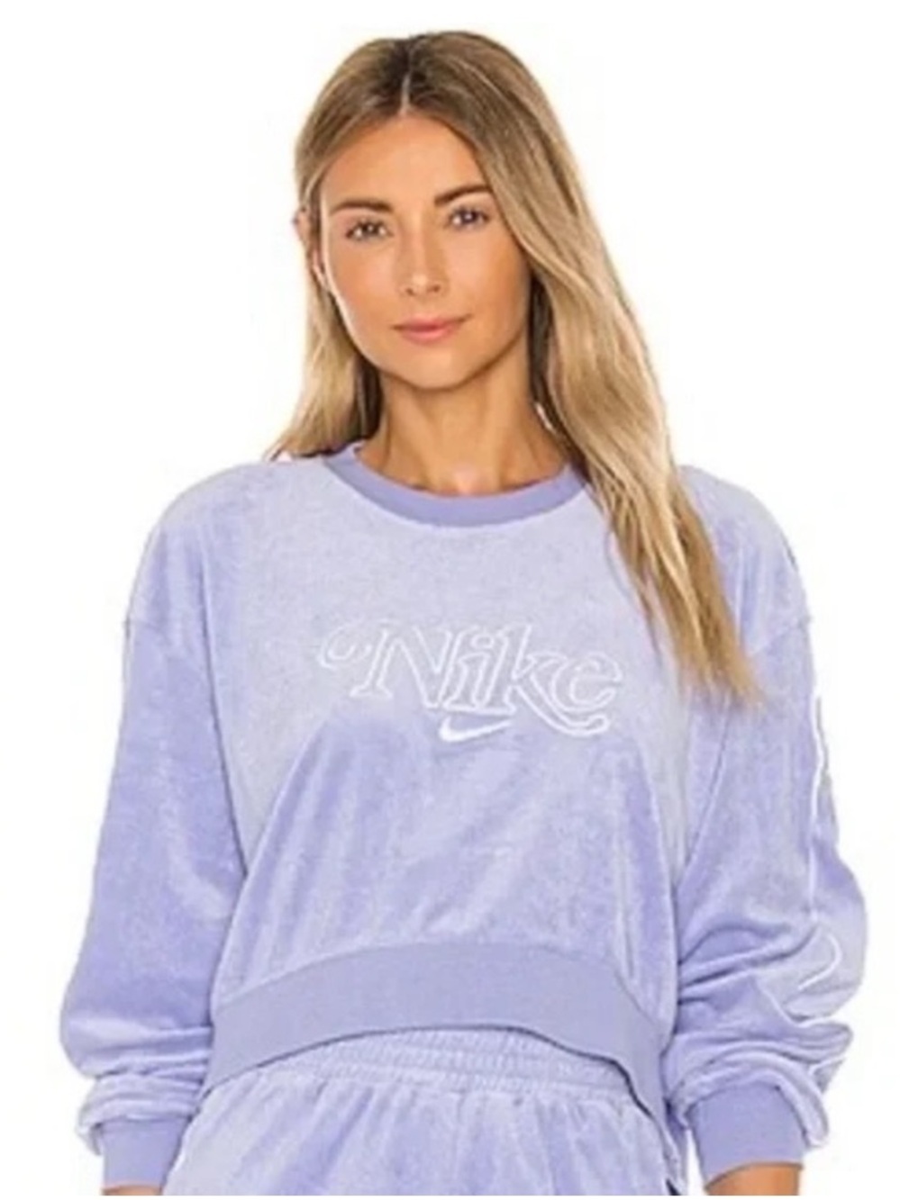 Nike Retro Femme Cropped Crew Sweatshirt Lilac Size Small